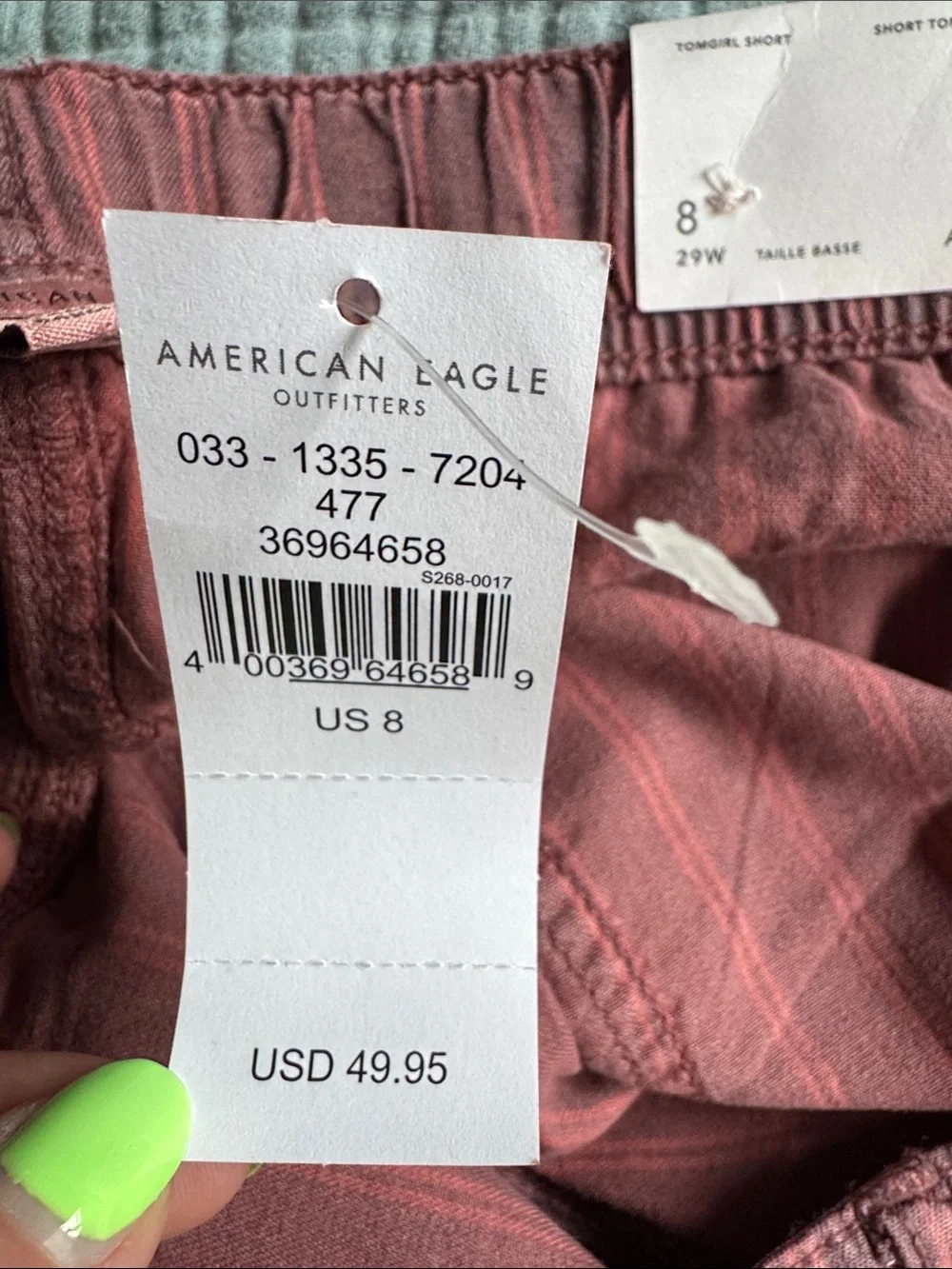 American Eagle Outfitters Women's Maroon Striped Drawstring Shorts - Picture 5 of 6